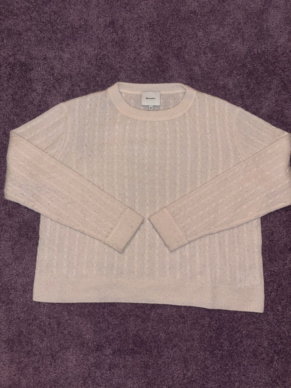 Reformation Cream Cable Knit Crewneck Sweater
